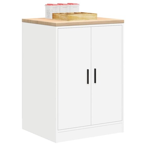 Garagekast 60x51x85 cm massief grenenhout wit 4
