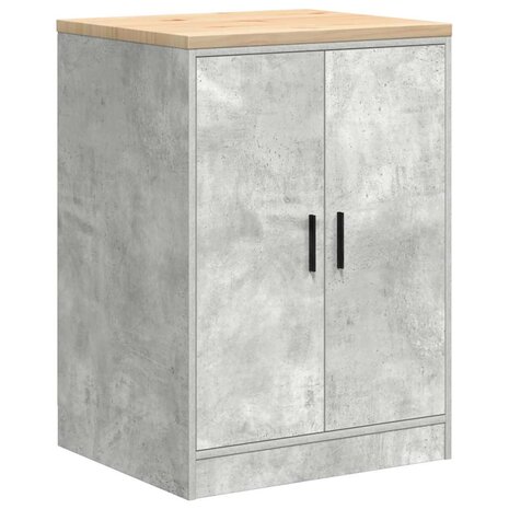 Garagekast 60x51x85 cm massief grenenhout betongrijs 2