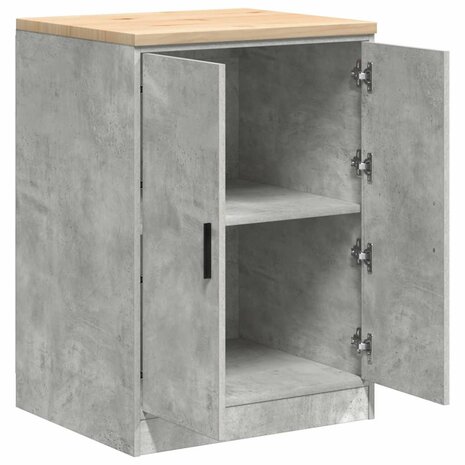 Garagekast 60x51x85 cm massief grenenhout betongrijs 5