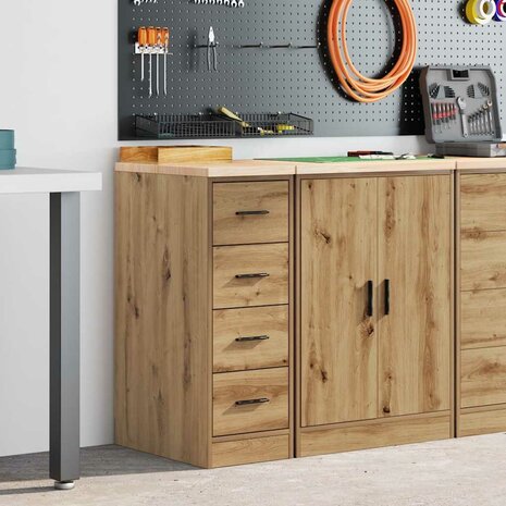 Garagekast 30x51x85 cm massief grenenhout artisan eikenkleurig 1