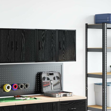 Garage wandkasten 2 st spaanplaat zwart 3