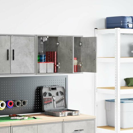 Garage wandkasten 2 st bewerkt hout betongrijs 1