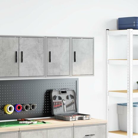 Garage wandkasten 2 st bewerkt hout betongrijs 3
