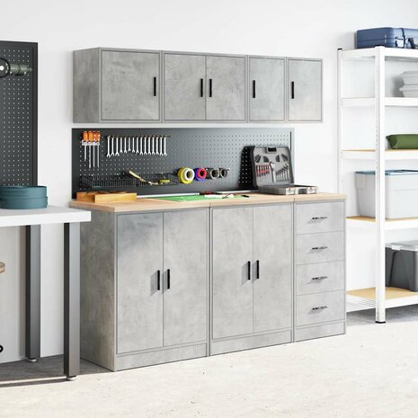 Garage wandkasten 2 st bewerkt hout betongrijs 4