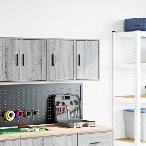 Garage wandkasten 2 st spaanplaat Sonoma grijs 3