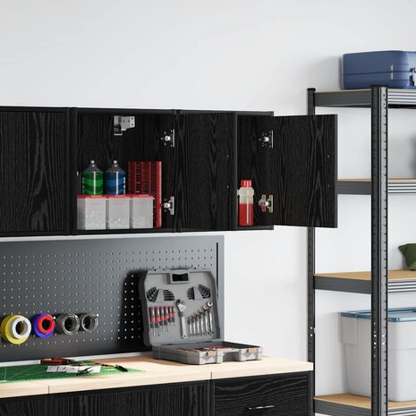 Garage wandkasten 2 st spaanplaat zwart 2