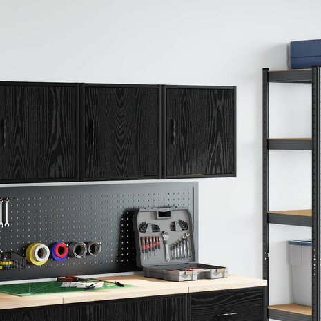 Garage wandkasten 2 st spaanplaat zwart 3