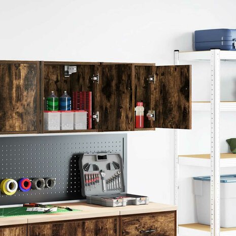 Garage wandkasten 2 st Spaanplaat gerookt eikenhout 2