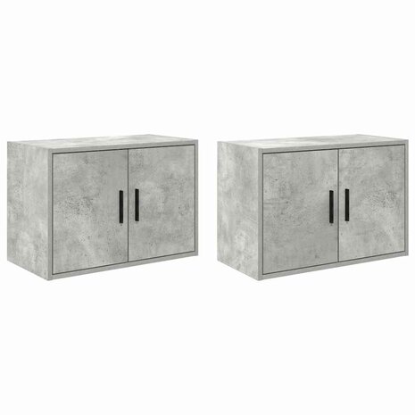 Garage wandkasten 2 st bewerkt hout betongrijs 2