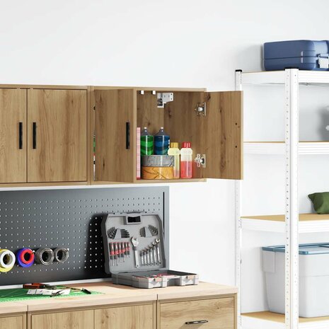 Garage wandkast bewerkt hout ambachtelijk eiken 1