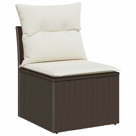 Buitensofa met kussen 5 pcs Bruin poly rattan 4