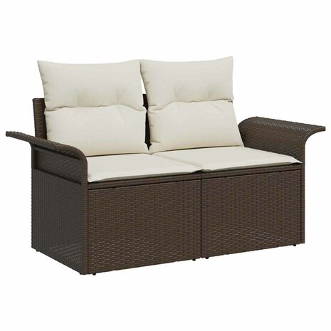 Buitensofa met kussen 5 pcs Bruin poly rattan 5