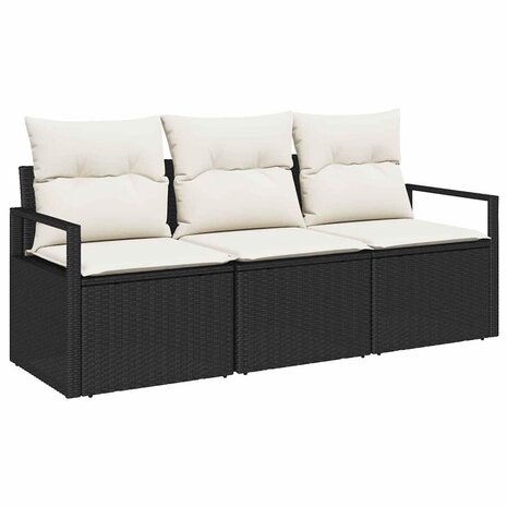 Bankstel 3 pcs Zwart poly rattan 2
