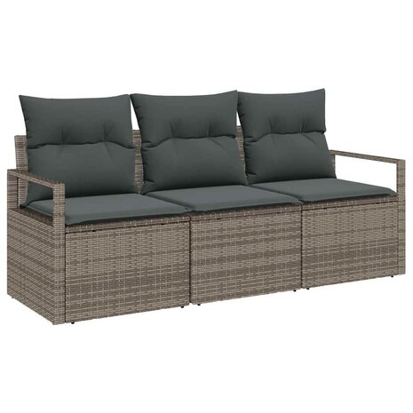 Bankstel 3 pcs Grijs poly rattan 2