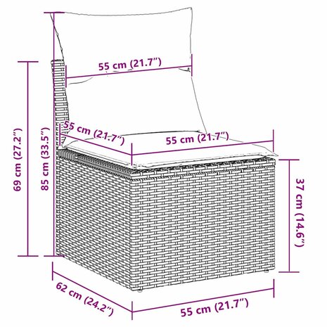 Bankstel 3 pcs Beige poly rattan 7
