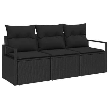 Bankstel 3 pcs Zwart poly rattan 2