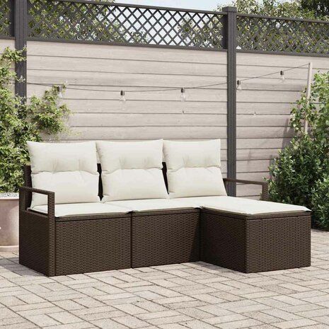 Bankstel 4 pcs Bruin poly rattan 1