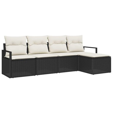 Bankstel 5 pcs Zwart poly rattan 2