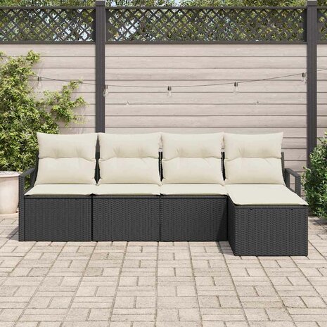 Bankstel 5 pcs Zwart poly rattan 3