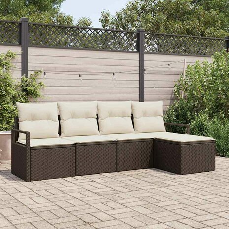 Bankstel 5 pcs Bruin poly rattan 1