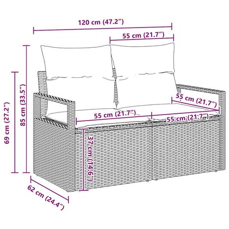 Bankstel 5 pcs Bruin poly rattan 9