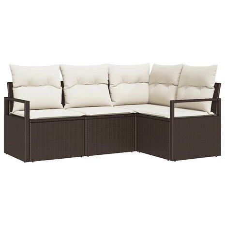 Bankstel 4 pcs Bruin poly rattan 2