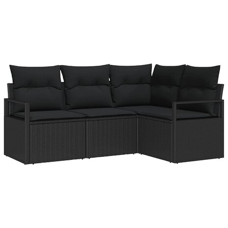 Bankstel 4 pcs Zwart poly rattan 2