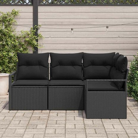 Bankstel 4 pcs Zwart poly rattan 3