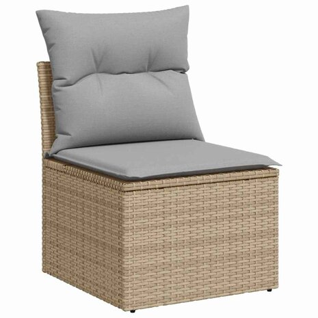 Bankstel met kussen 3 pcs Beige poly rattan 5