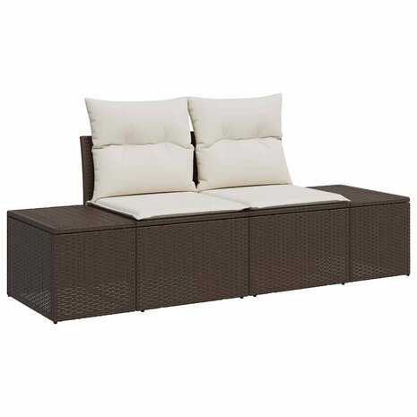 Bankstel met kussen 3 pcs Bruin poly rattan 4