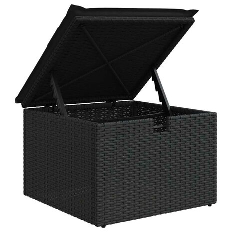 Bankstel met kussen met opslag 4 pcs Zwart poly rattan 8