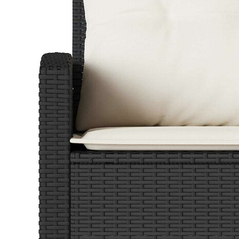 Loungebank met kussens L-vormig poly rattan zwart 6