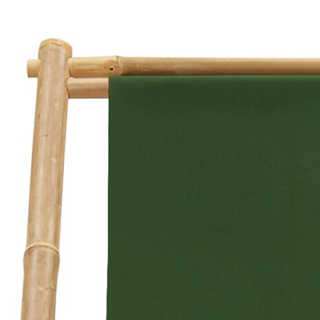 Ligstoel bamboe en canvas groen 7