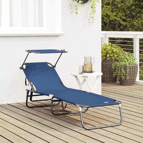 Opvouwbare zonnebed Blauw 190 x 57 x 81 cm oxford 3