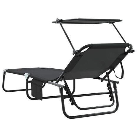 Opvouwbare zonnebed Zwart 190 x 57 x 81 cm oxford 6