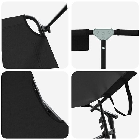 Opvouwbare zonnebed Zwart 190 x 57 x 81 cm oxford 7