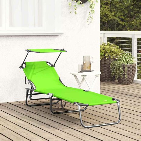 Opvouwbare zonnebed Groen 190 x 57 x 81 cm oxford 3