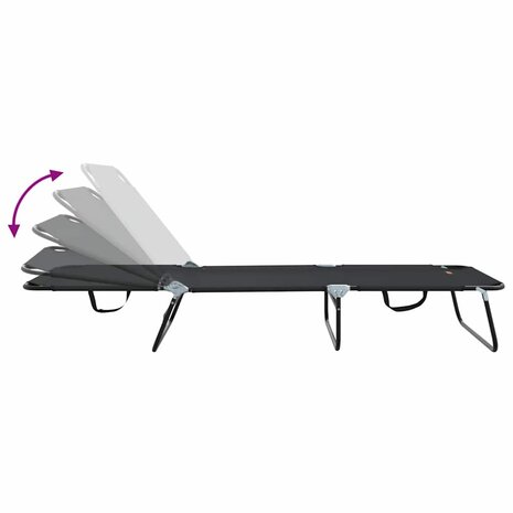 Opvouwbare zonnebed Zwart 188 x 57 x 86,5 cm Polyester 9