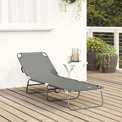 Opvouwbare zonnebed Grijs 188 x 57 x 86,5 cm Polyester 3