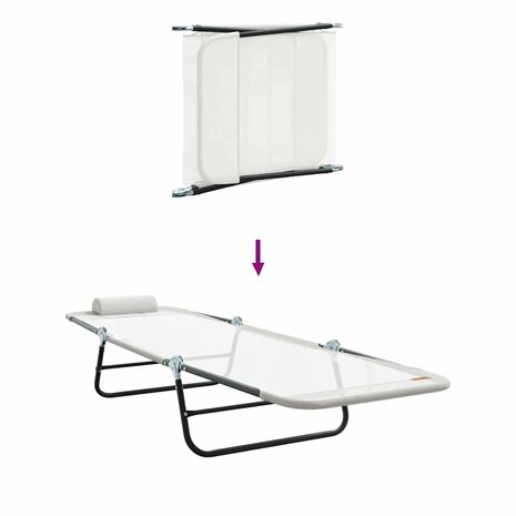 Opvouwbare zonnebed Cr&egrave;me 182 x 55 x 85,5 cm Textileen 8