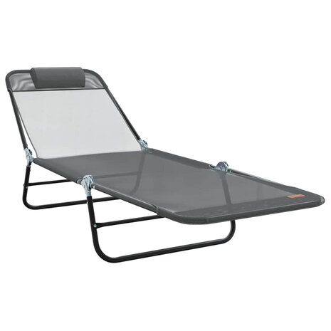 Opvouwbare zonnebed Grijs 182 x 55 x 85,5 cm Textileen 2