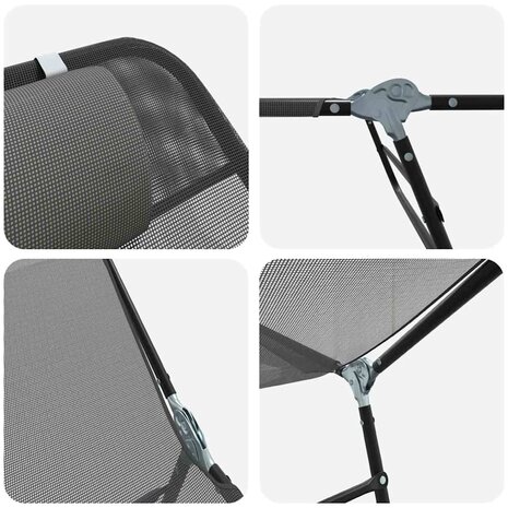 Opvouwbare zonnebed Grijs 182 x 55 x 85,5 cm Textileen 7