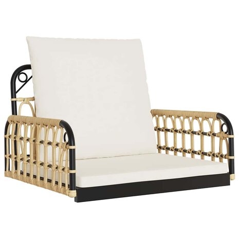 Schommelstoel met kussens 63x58x39 cm poly rattan en staal 2