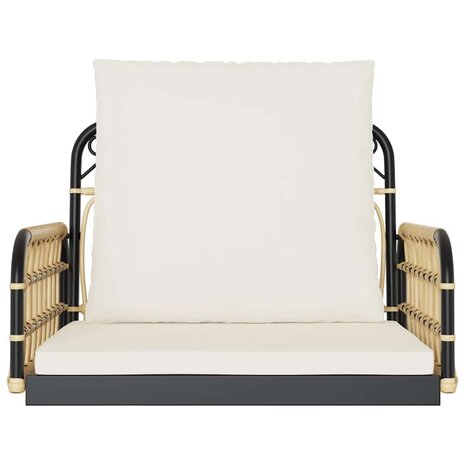 Schommelstoel met kussens 63x58x39 cm poly rattan en staal 4