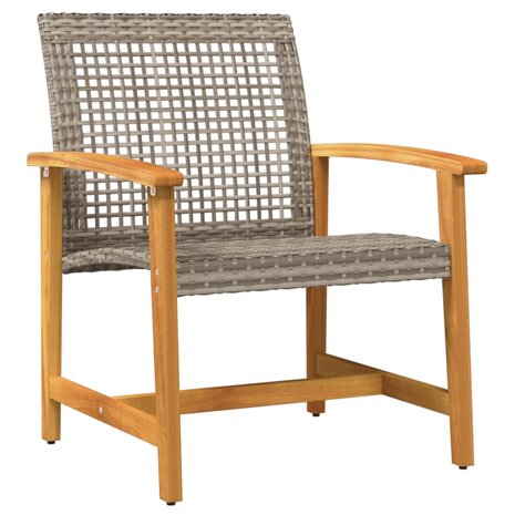 3-delige Bistroset poly rattan en acaciahout grijs 4