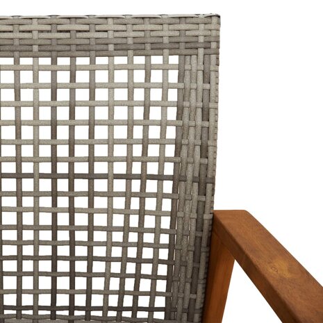3-delige Bistroset poly rattan en acaciahout grijs 8