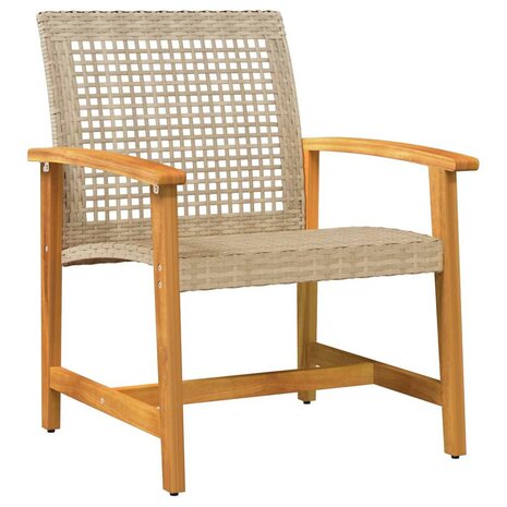 3-delige Bistroset poly rattan en acaciahout beige 4