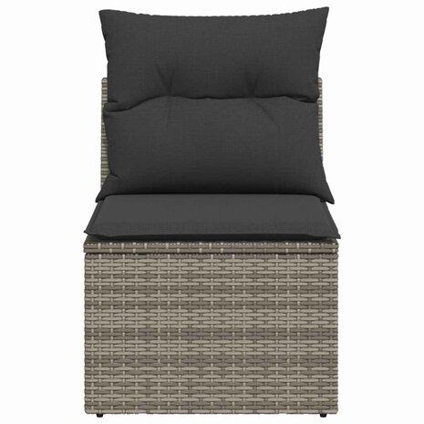Tuinbank zonder armleuning met kussens poly rattan grijs 4