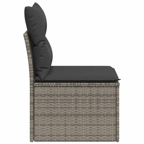 Tuinbank zonder armleuning met kussens poly rattan grijs 5