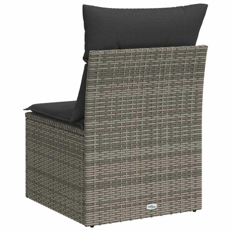 Tuinbank zonder armleuning met kussens poly rattan grijs 6